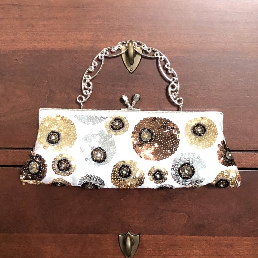 Gold Sequin Clutch Handbag